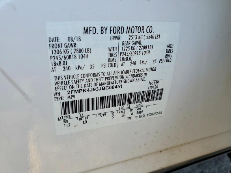 Продаж на аукціоні авто 2018 Ford Edge, vin: 2FMPK4J93JBC60451, номер лоту: 49285476