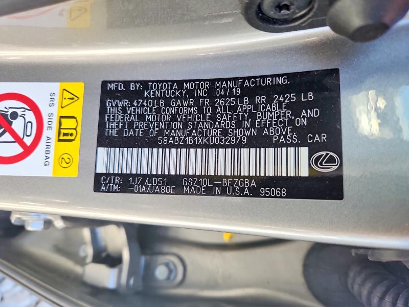 Aukcja sprzedaży 2019 Lexus Es 350, vin: 58ABZ1B1XKU032979, numer aukcji: 48189376