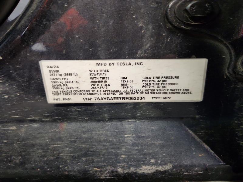 48339326 :رقم المزاد ، 7SAYGAEE7RF063204 vin ، 2024 Tesla Model Y مزاد بيع