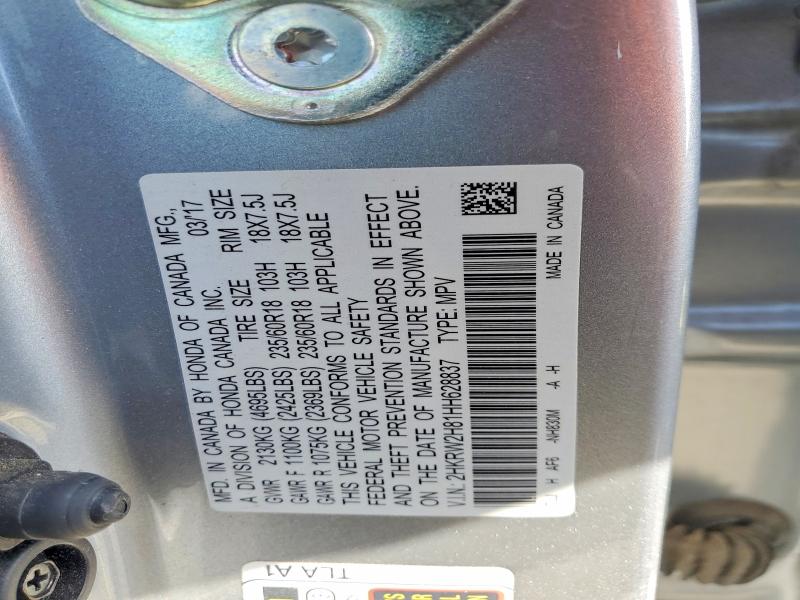 Продаж на аукціоні авто 2017 Honda Cr-v, vin: 2HKRW2H81HH628837, номер лоту: 50936806