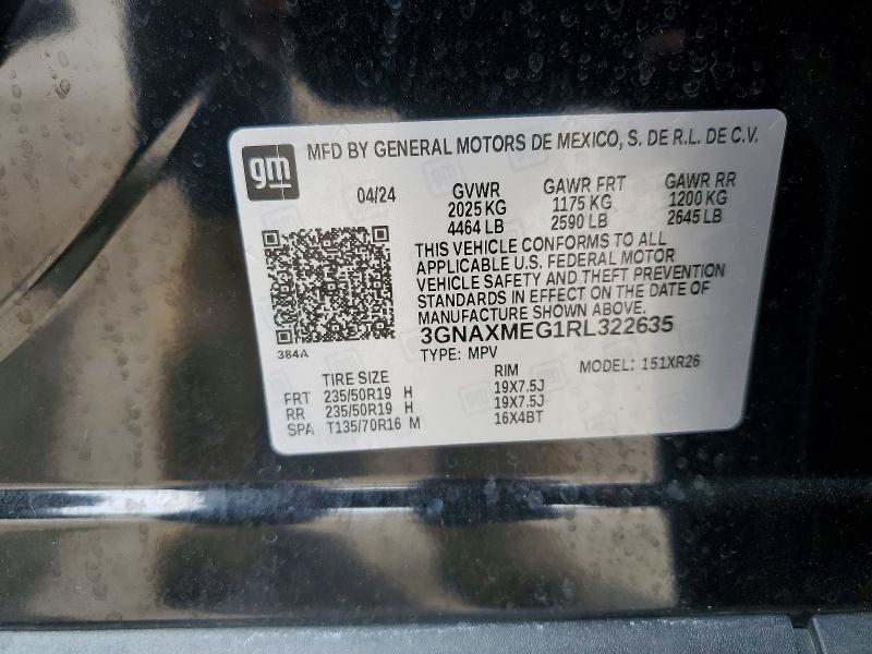 48082946 :رقم المزاد ، 3GNAXMEG1RL322635 vin ، 2024 Chevrolet Equinox مزاد بيع