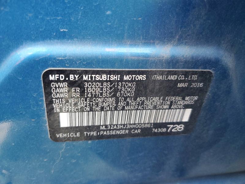 Продаж на аукціоні авто 2017 Mitsubishi Mirage, vin: ML32A3HJ3HH005861, номер лоту: 48995776