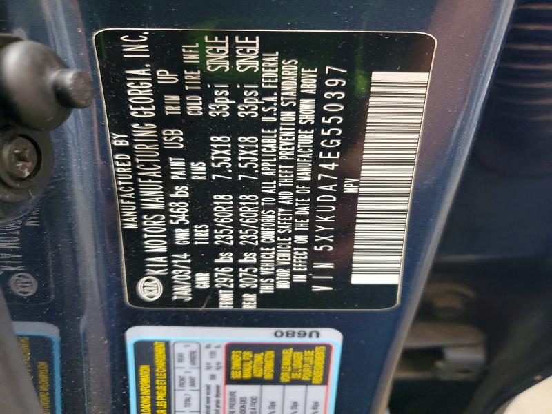Продаж на аукціоні авто 2014 Kia Sorento, vin: 5XYKUDA74EG550397, номер лоту: 51109846