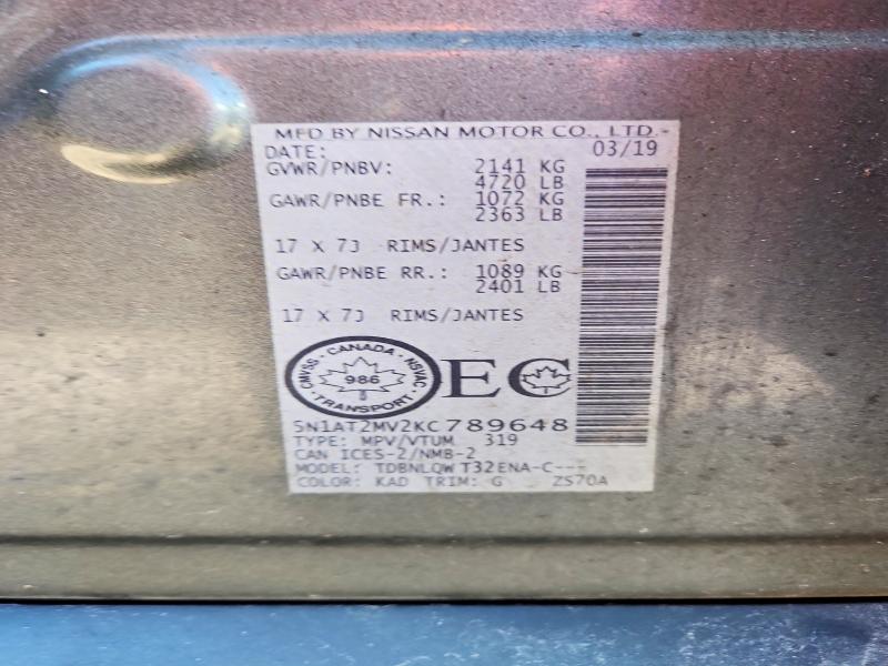 Aukcja sprzedaży 2019 Nissan Rogue, vin: 5N1AT2MV2KC789648, numer aukcji: 50708816