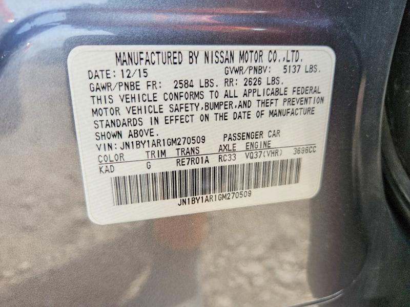 51251136 :رقم المزاد ، JN1BY1AR1GM270509 vin ، 2016 Infiniti Q70 مزاد بيع