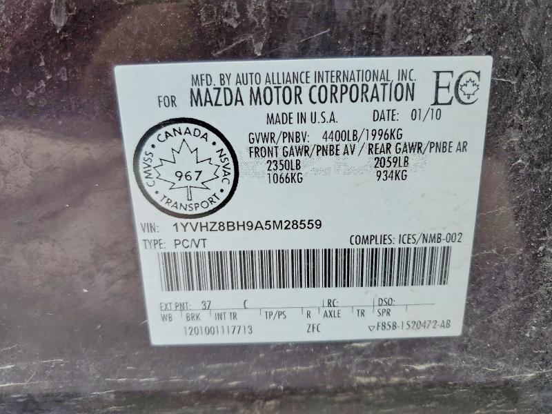 Auction sale of the 2010 Mazda 6, vin: 1YVHZ8BH9A5M28559, lot number: 47597926