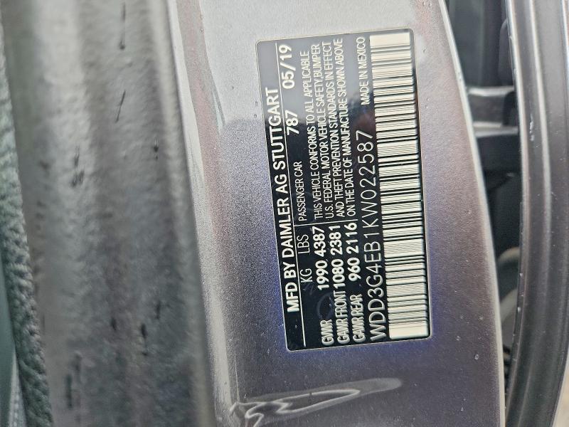 51818006 :رقم المزاد ، WDD3G4EB1KW022587 vin ، 2019 Mercedes-benz A مزاد بيع