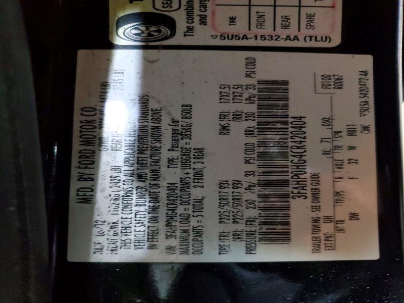 Продажа на аукционе авто 2012 Ford Fusion, vin: 3FAHP0HG4CR420404, номер лота: 51625436
