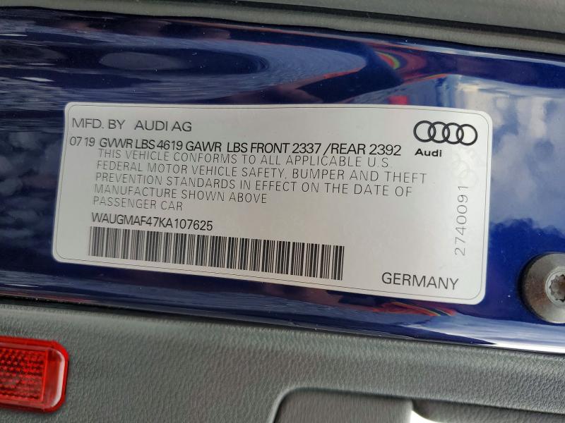 Aukcja sprzedaży 2019 Audi A4, vin: WAUGMAF47KA107625, numer aukcji: 48534106