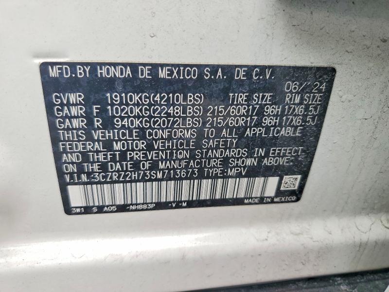 51413446 :رقم المزاد ، 3CZRZ2H73SM713673 vin ، 2025 Honda Hr-v مزاد بيع