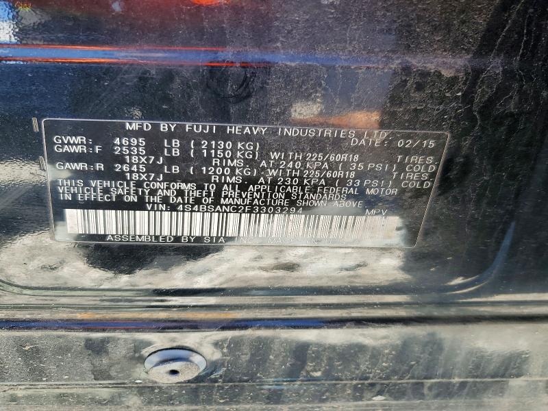 49971836 :رقم المزاد ، 4S4BSANC2F3303294 vin ، 2015 Subaru Outback مزاد بيع
