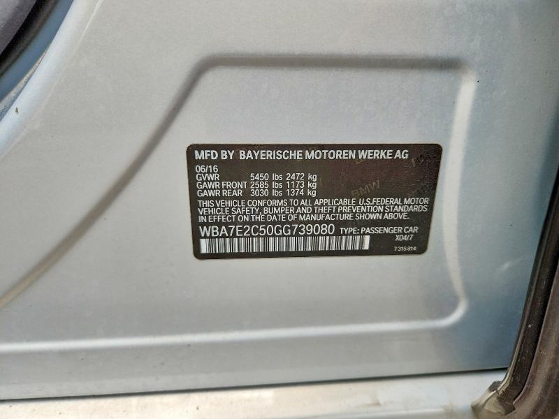51895776 :رقم المزاد ، WBA7E2C50GG739080 vin ، 2016 Bmw 740 مزاد بيع