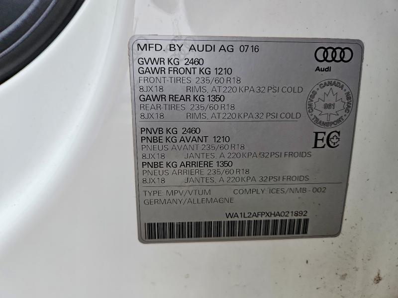 48344376 :رقم المزاد ، WA1L2AFPXHA021892 vin ، 2017 Audi Q5 مزاد بيع