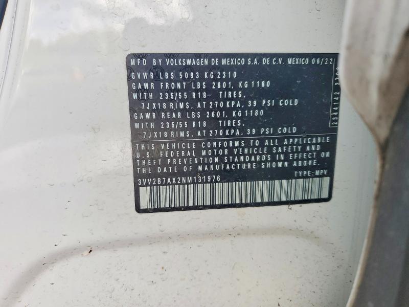 49860386 :رقم المزاد ، 3VV2B7AX2NM131976 vin ، 2022 Volkswagen Tiguan مزاد بيع
