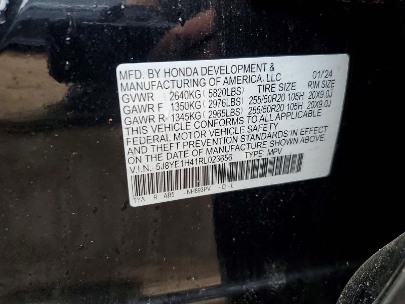 51093336 :رقم المزاد ، 5J8YE1H41RL023656 vin ، 2024 Acura Mdx مزاد بيع