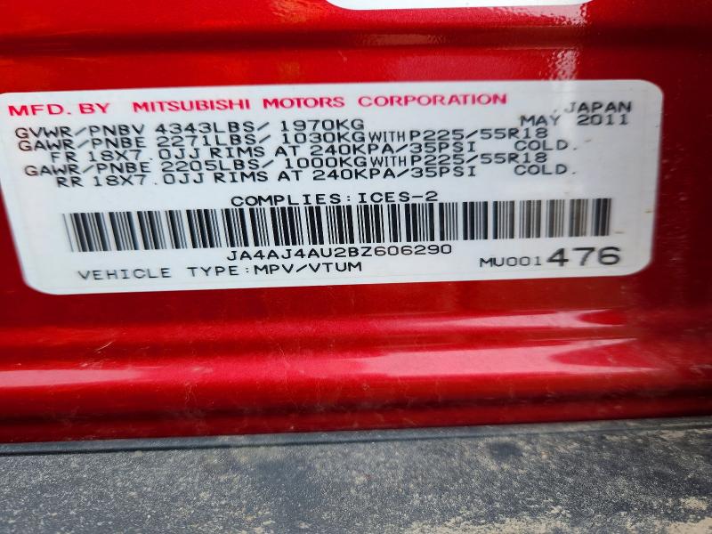 Продажа на аукционе авто 2011 Mitsubishi Rvr, vin: JA4AJ4AU2BZ606290, номер лота: 48142046