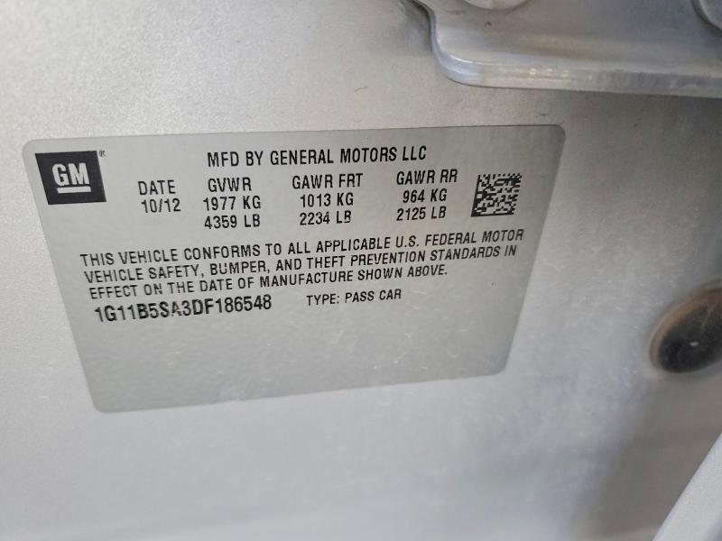 2013 Chevrolet Malibu Ls მანქანა იყიდება აუქციონზე, vin: 1G11B5SA3DF186548, აუქციონის ნომერი: 51667266
