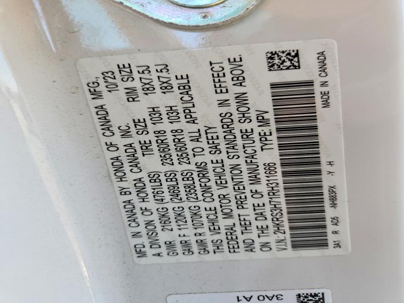 50513066 :رقم المزاد ، 2HKRS3H71RH311666 vin ، 2024 Honda Cr-v مزاد بيع