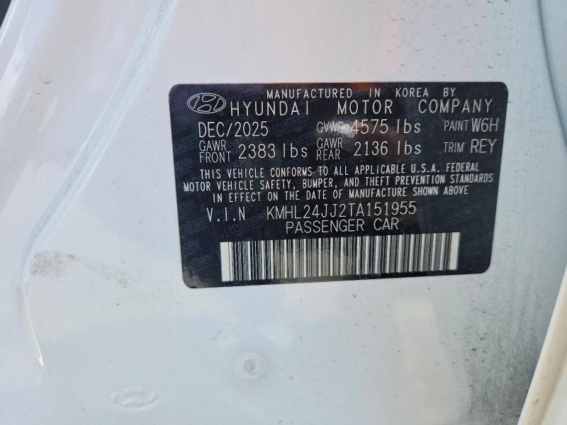 Aukcja sprzedaży 2026 Hyundai Sonata Hybrid, vin: KMHL24JJ2TA151955, numer aukcji: 51567626