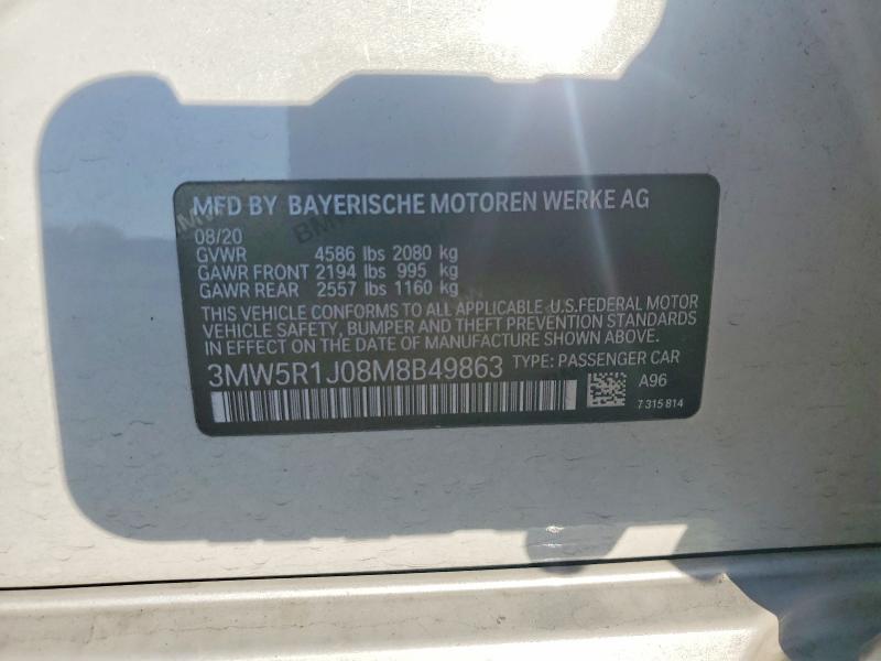 49359886 :رقم المزاد ، 3MW5R1J08M8B49863 vin ، 2021 Bmw 330i مزاد بيع