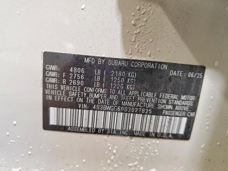 49530666 :رقم المزاد ، 4S3BWGG60S3027825 vin ، 2025 Subaru Legacy مزاد بيع