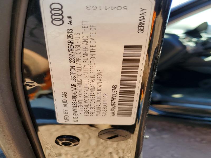 2017 Audi A4 მანქანა იყიდება აუქციონზე, vin: WAUANAF47HN002748, აუქციონის ნომერი: 49086216