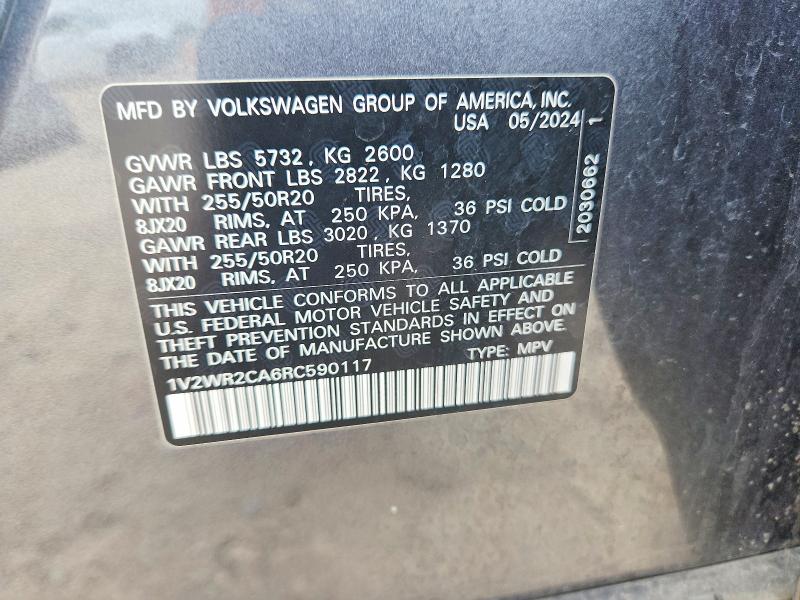 Продажа на аукционе авто 2024 Volkswagen Atlas, vin: 1V2WR2CA6RC590117, номер лота: 48334186