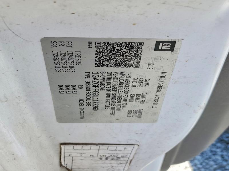 2020 Chevrolet Express G3500 მანქანა იყიდება აუქციონზე, vin: 1GAZGPFG3L1172269, აუქციონის ნომერი: 47889126