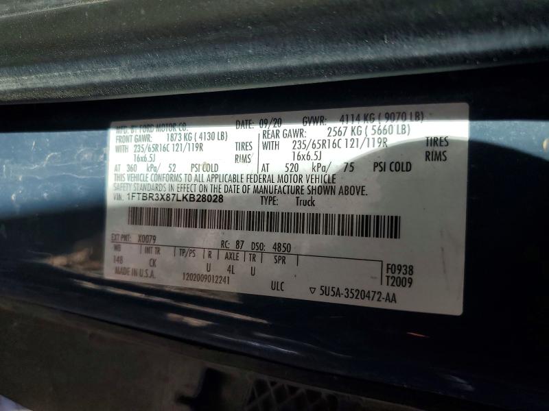Продаж на аукціоні авто 2020 Ford Transit, vin: 1FTBR3X87LKB28028, номер лоту: 50663116