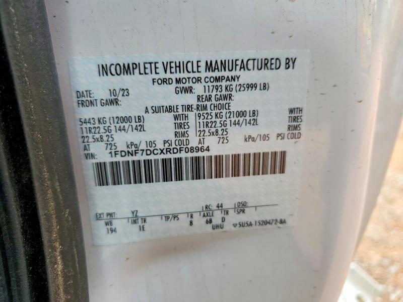 49661776 :رقم المزاد ، 1FDNF7DCXRDF08964 vin ، 2024 Ford F750 مزاد بيع
