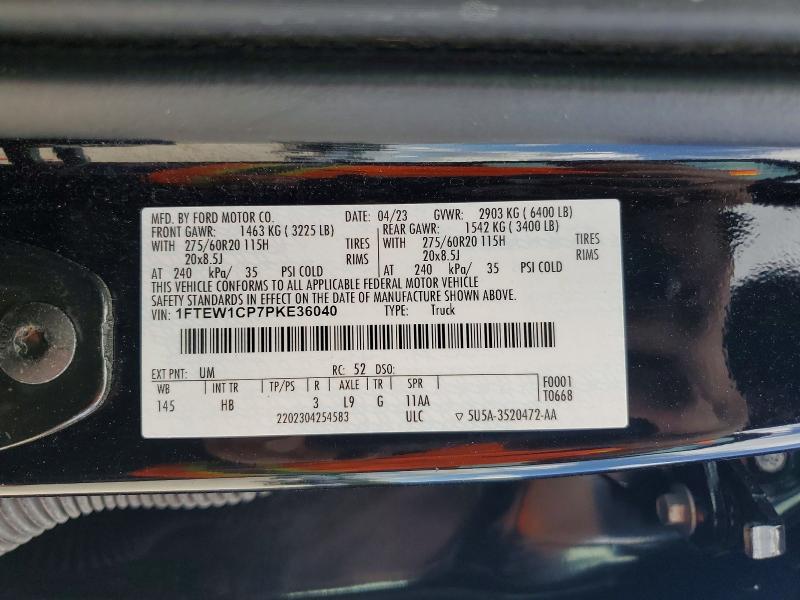 Продаж на аукціоні авто 2023 Ford F150, vin: 1FTEW1CP7PKE36040, номер лоту: 51070746