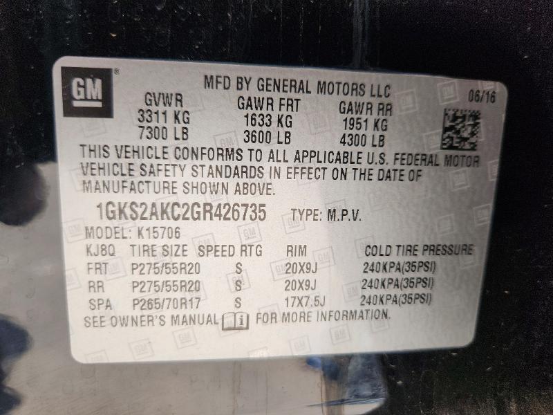 Aukcja sprzedaży 2016 Gmc Yukon, vin: 1GKS2AKC2GR426735, numer aukcji: 49394226