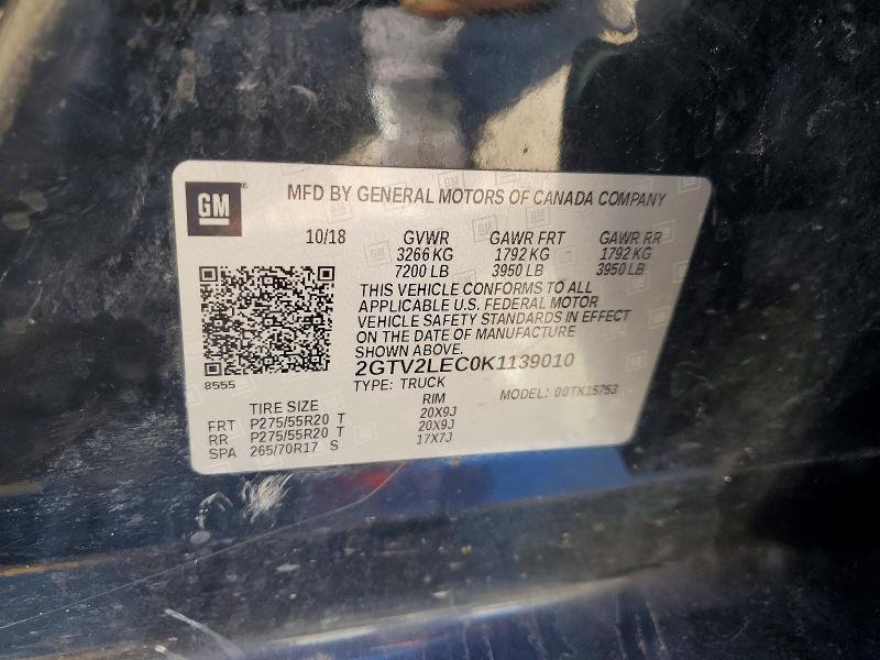 Продажа на аукционе авто 2019 Gmc Sierra Limited, vin: 2GTV2LEC0K1139010, номер лота: 50454036