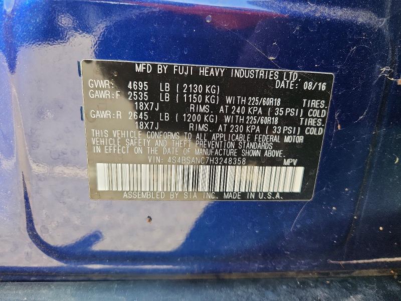 49685296 :رقم المزاد ، 4S4BSANC7H3248358 vin ، 2017 Subaru Outback مزاد بيع