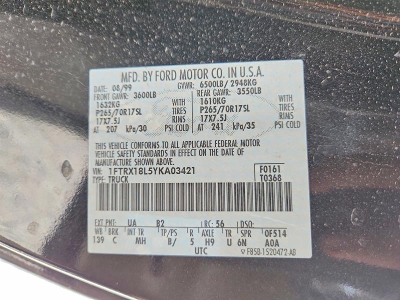 Продаж на аукціоні авто 2000 Ford F150, vin: 1FTRX18L5YKA03421, номер лоту: 49121066