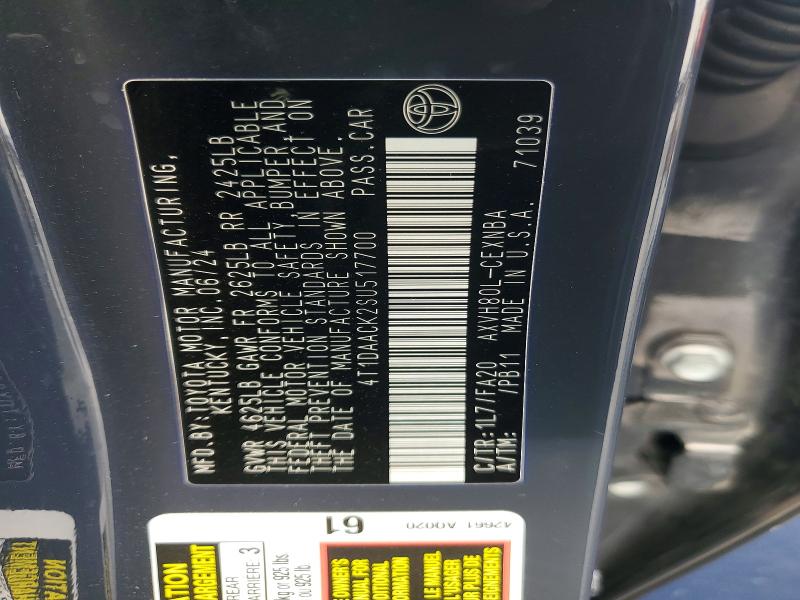 Aukcja sprzedaży 2025 Toyota Camry, vin: 4T1DAACK2SU517700, numer aukcji: 50666286