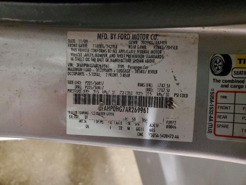 Aukcja sprzedaży 2010 Ford Fusion, vin: 3FAHP0HG7AR269961, numer aukcji: 51491056