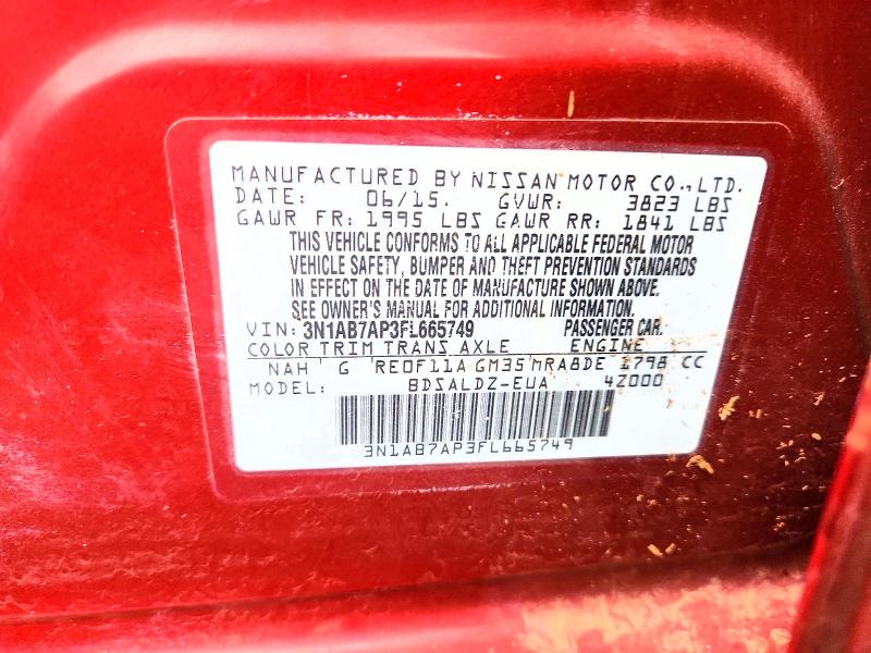 Продаж на аукціоні авто 2015 Nissan Sentra, vin: 3N1AB7AP3FL665749, номер лоту: 49463196