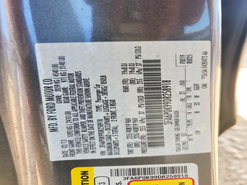 Продажа на аукционе авто 2013 Ford Fusion, vin: 3FA6P0K99DR258918, номер лота: 49945166