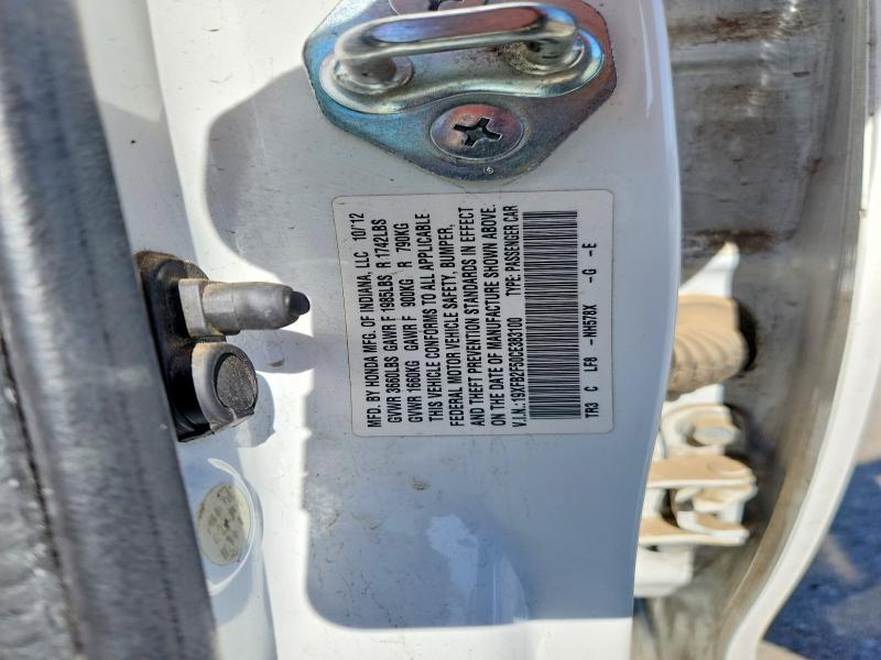 2012 Honda Civic მანქანა იყიდება აუქციონზე, vin: 19XFB2F50CE383100, აუქციონის ნომერი: 51999976