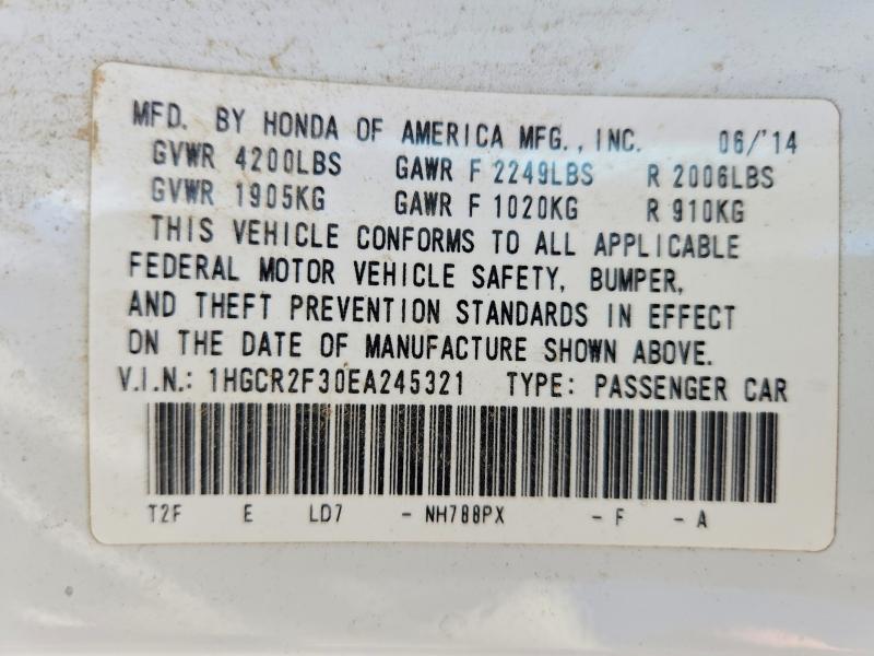 2014 Honda Accord მანქანა იყიდება აუქციონზე, vin: 1HGCR2F30EA245321, აუქციონის ნომერი: 48112386