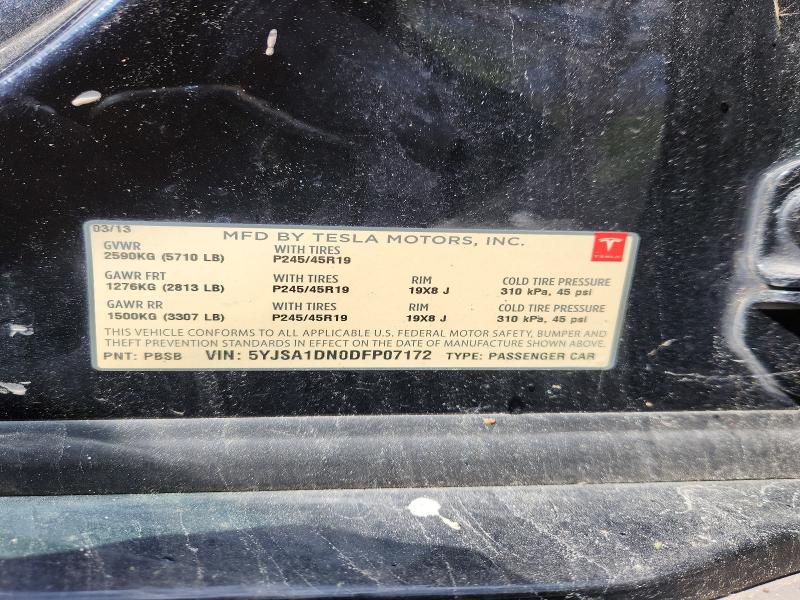 Aukcja sprzedaży 2013 Tesla Model S, vin: 5YJSA1DN0DFP07172, numer aukcji: 50772706