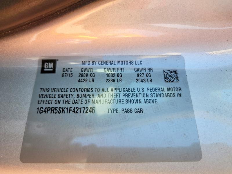 Продажа на аукционе авто 2015 Buick Verano, vin: 1G4PR5SK1F4217246, номер лота: 50915196