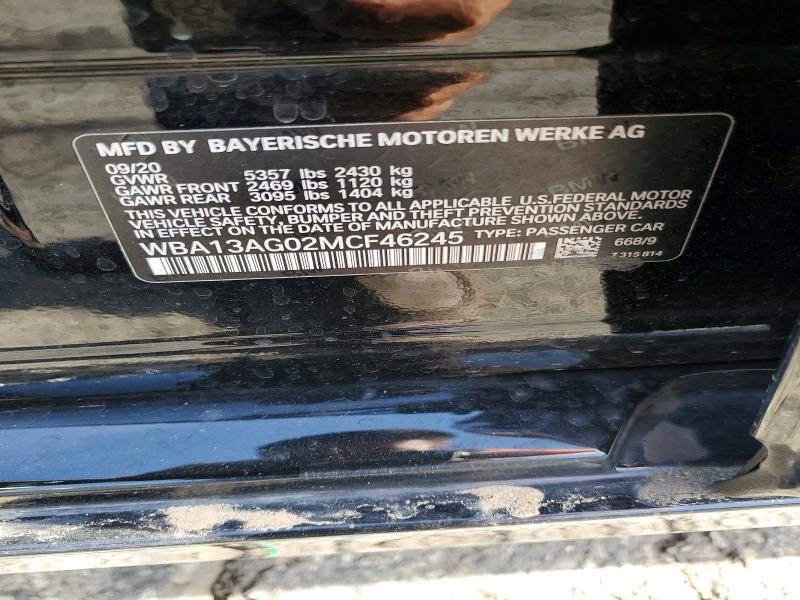 Aukcja sprzedaży 2021 Bmw 530e, vin: WBA13AG02MCF46245, numer aukcji: 50177856