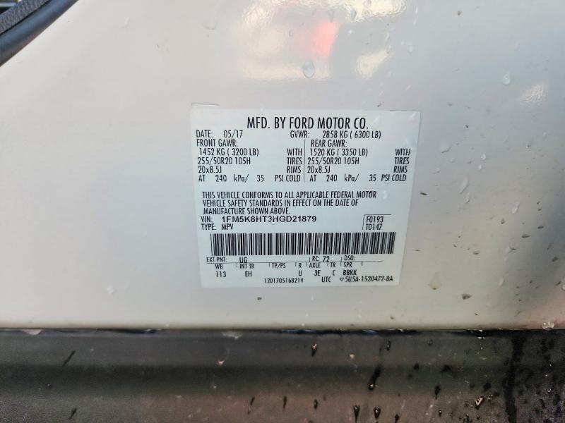 Aukcja sprzedaży 2017 Ford Explorer, vin: 1FM5K8HT3HGD21879, numer aukcji: 49000206