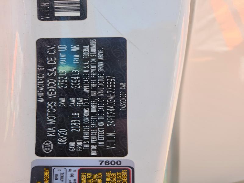 49544156 :رقم المزاد ، 3KPF24AD3ME276697 vin ، 2021 Kia Forte مزاد بيع