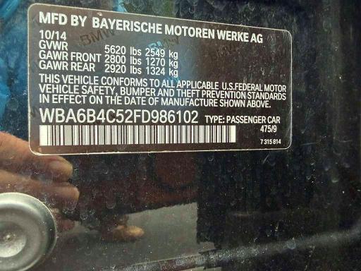 Aukcja sprzedaży 2015 Bmw Alpina B6, vin: WBA6B4C52FD986102, numer aukcji: 49512036