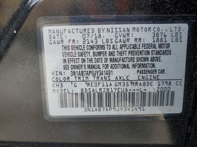 Aukcja sprzedaży 2018 Nissan Sentra, vin: 3N1AB7AP9JY341491, numer aukcji: 49095046