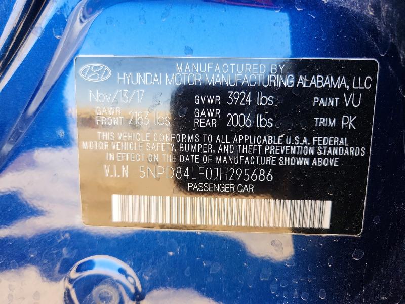 2018 Hyundai Elantra მანქანა იყიდება აუქციონზე, vin: 5NPD84LF0JH295686, აუქციონის ნომერი: 48435846