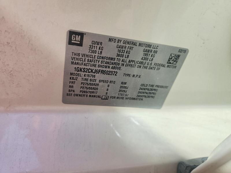 Aukcja sprzedaży 2015 Gmc Yukon, vin: 1GKS2CKJ6FR602372, numer aukcji: 51480536